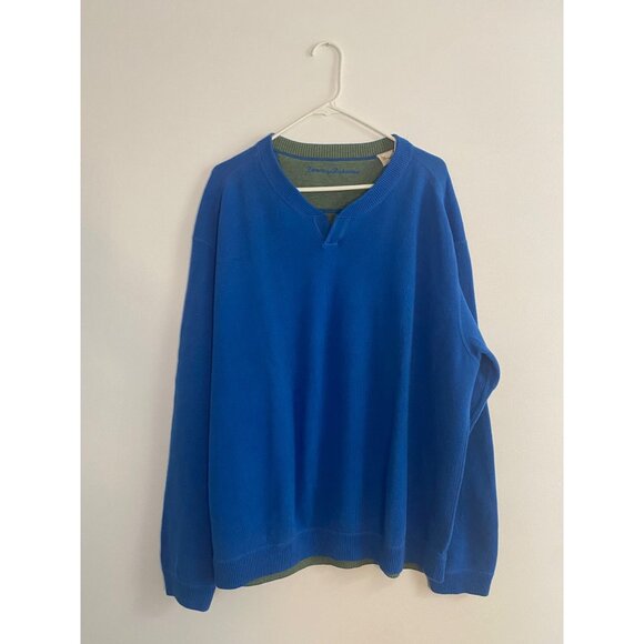 Tommy Bahama Mens Reversible Blue & Green 100% Cotton Pullover Sweater XL - Picture 1 of 8